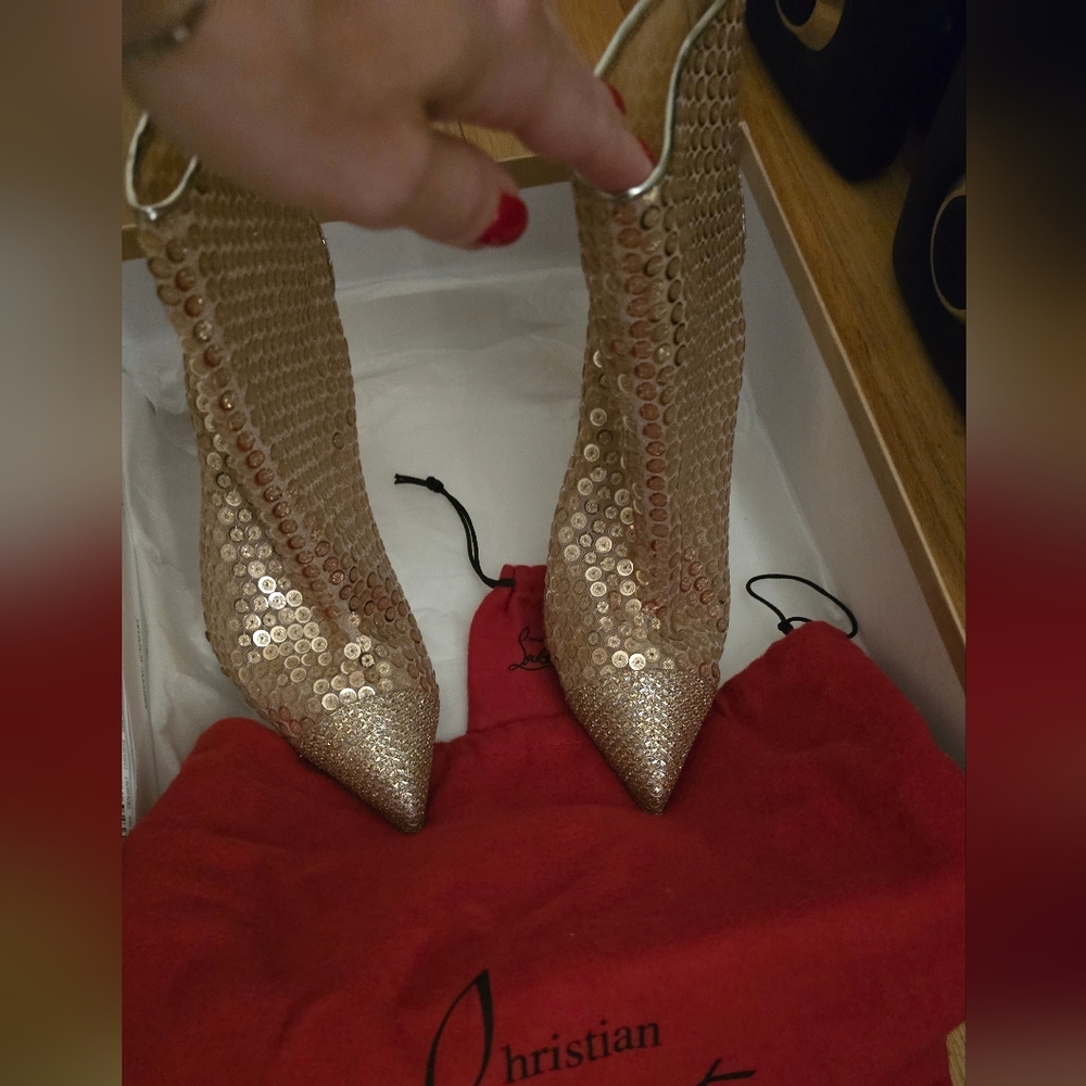Christian Louboutin Gold Gypsy Ankle Bootie